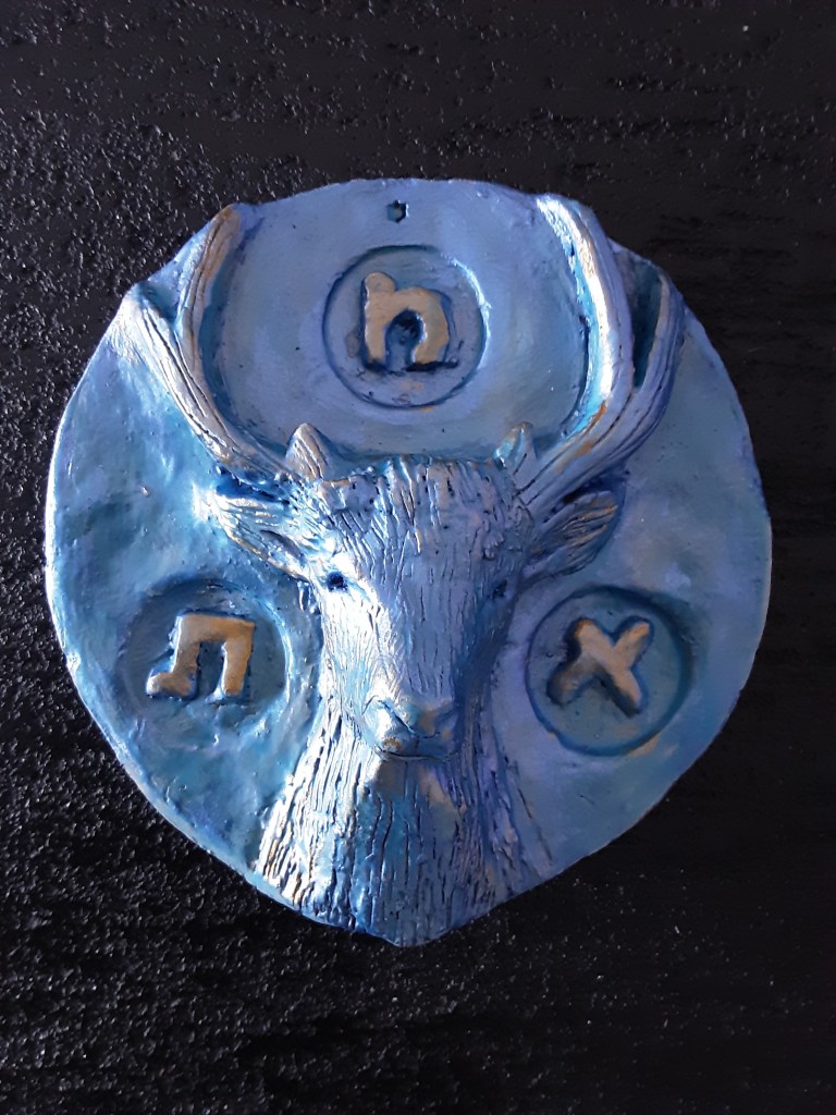 Ceramic Canaanite Deer relief sculpture